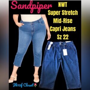 🌸NWT SANDPIPER Sz22 STRETCH CAPRI JEANS